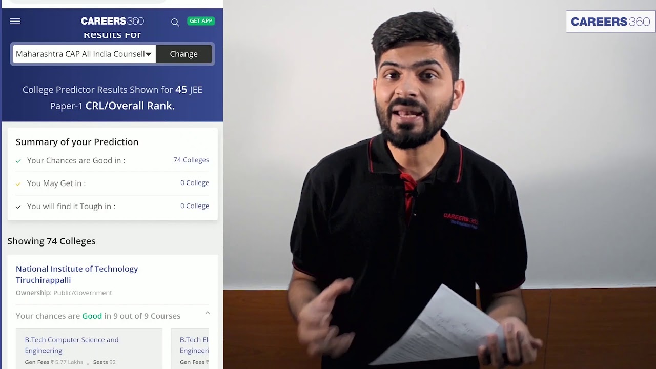 JEE Main College Predictor 2021 - Predict Colleges based on your JEE Main Rank