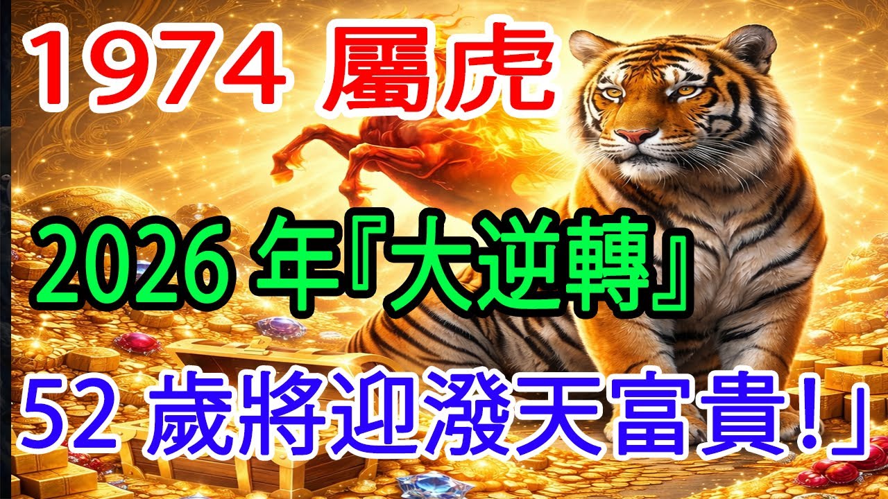 【財庫全開】1974年屬虎人，2026年不是轉運，是「直接暴富」！你這一生的錢，老天要一次！#1974屬虎 #潑天富貴 #虎年暴富 #2026財運