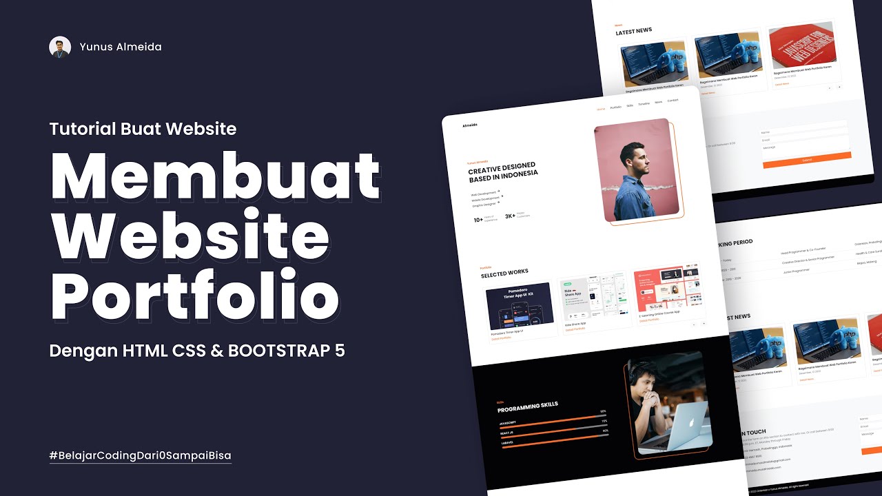 1 JAM MEMBUAT WEBSITE PORTFOLIO | Dengan HTML CSS Bootstrap