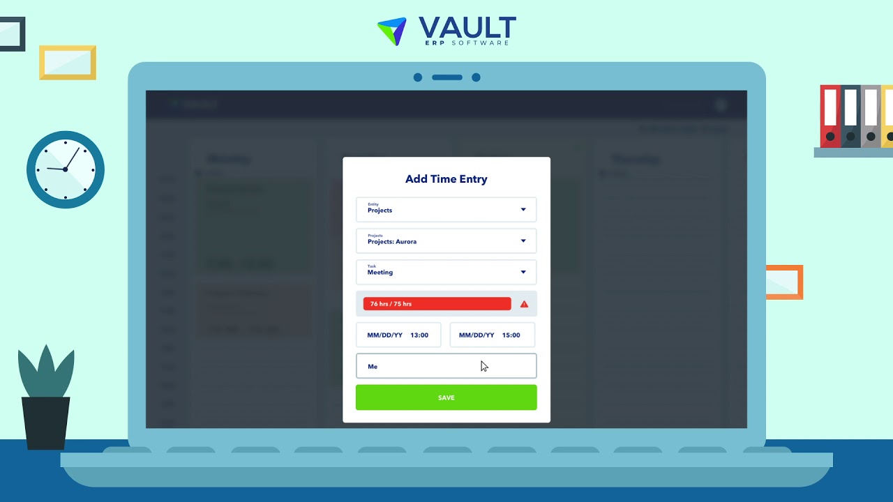 Vault-ERP - Time tracking module - Add time entry