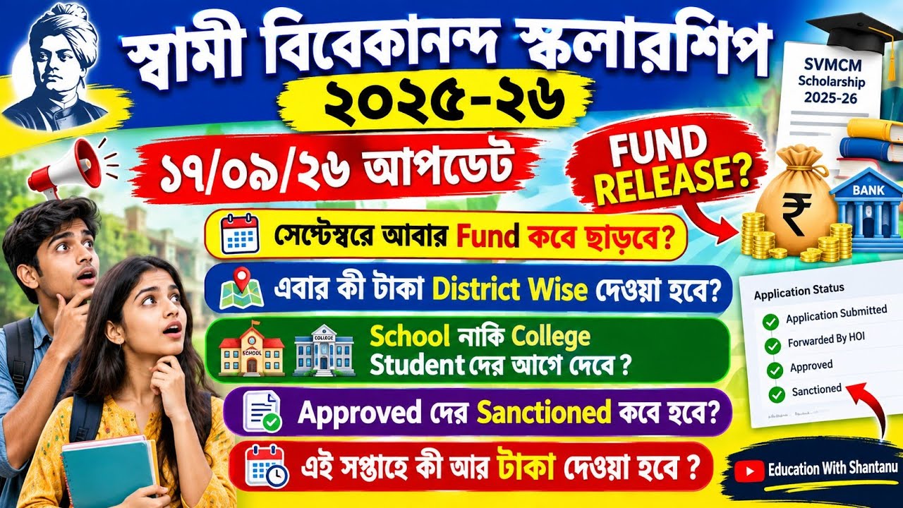 SVMCM Scholarship Payment New update 2026। SVMCM scholarship 2025-26 taka kobe pabo। New Update 2026