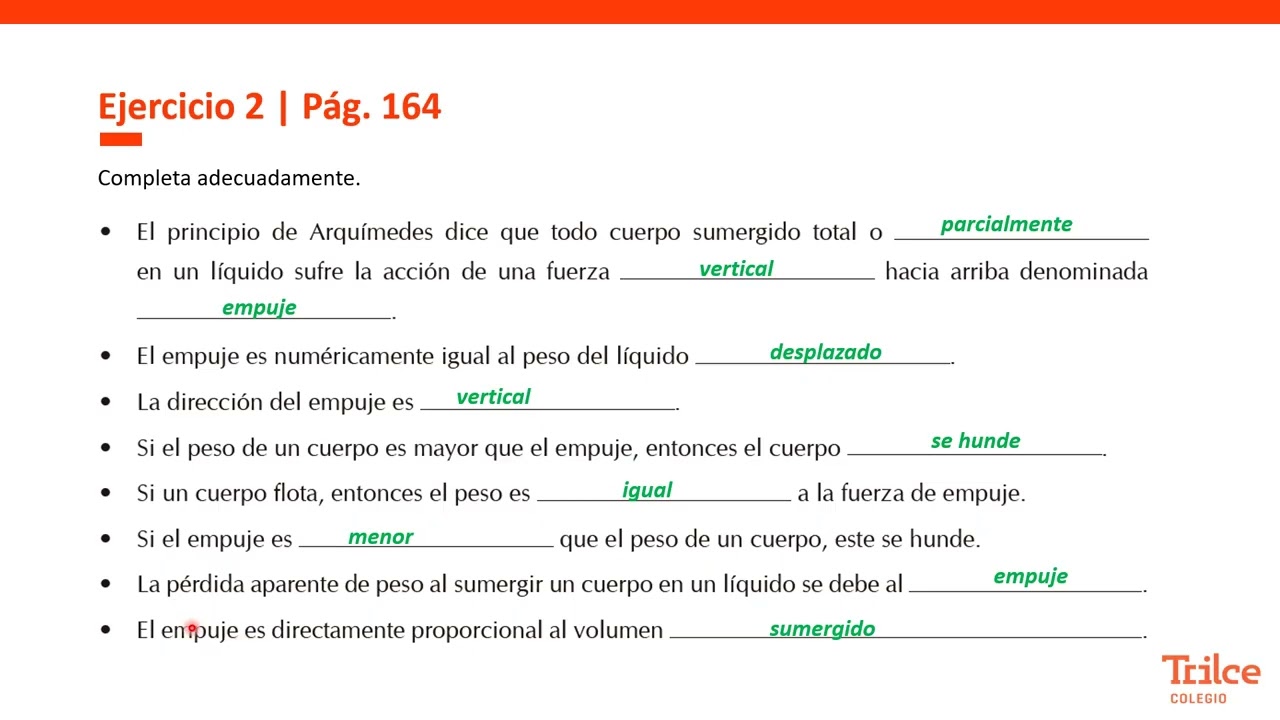 Física 2do año de secunadaria  Principio de Arquímedes VIDEO