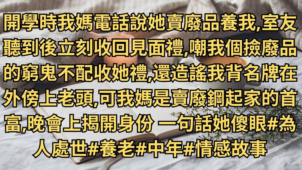 開學時我媽電話說她賣廢品養我,室友聽到後立刻收回見面禮,嘲我個撿廢品的窮鬼不配收她禮,還造謠我背名牌在外傍上老頭,可我媽是賣廢鋼起家的首富,晚會上揭開身份 一句話她傻眼#為人處世#養老#中年#情感故事