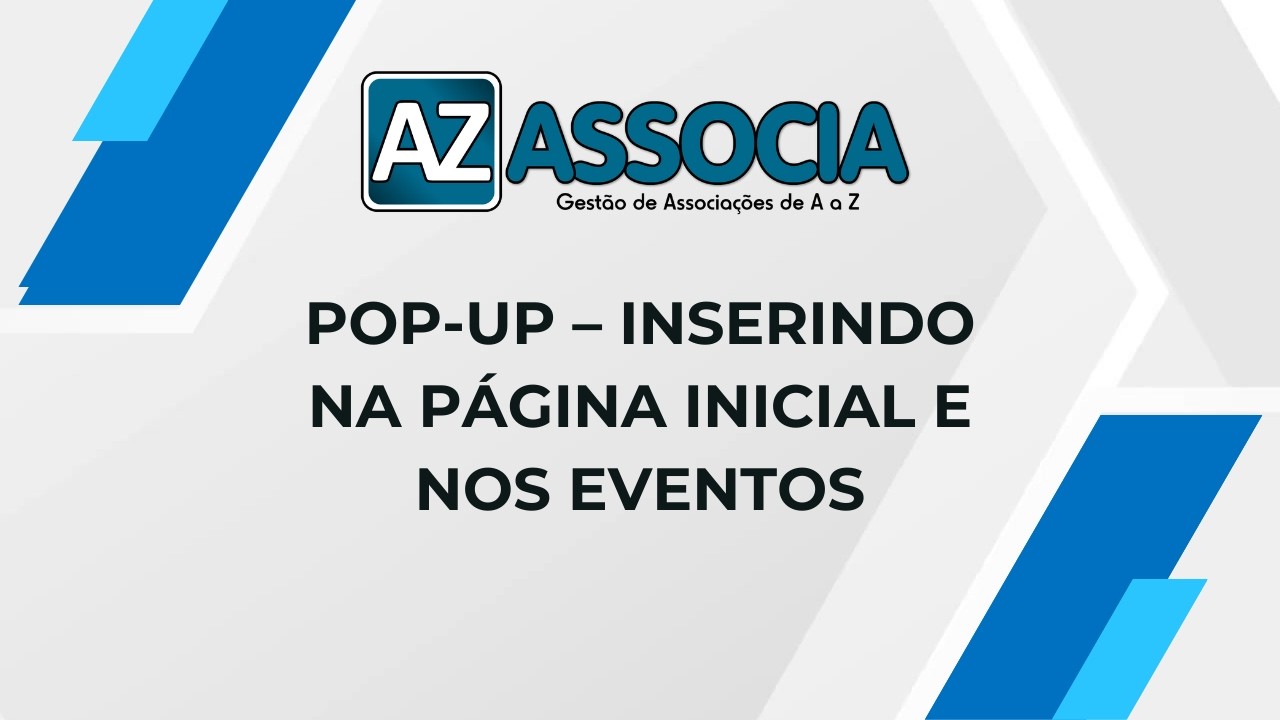 Pop-up – inserindo na página inicial e nos eventos