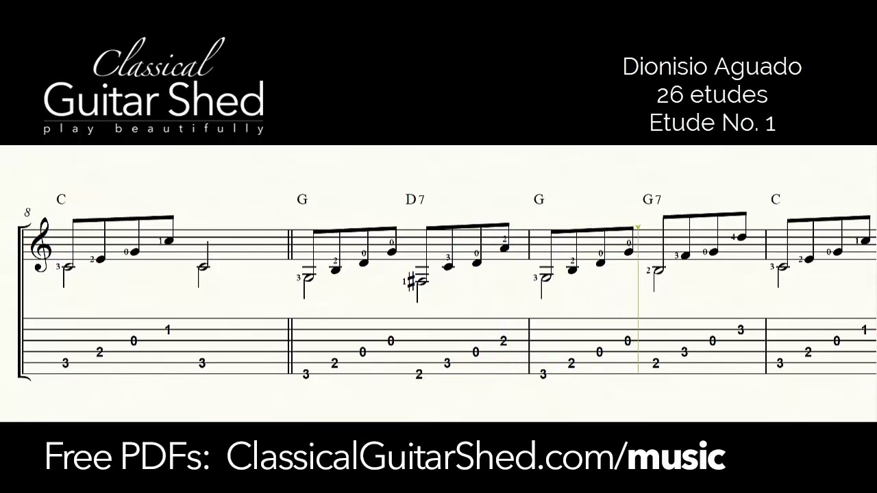 Aguado: 26 etudes No. 1 - free sheet music