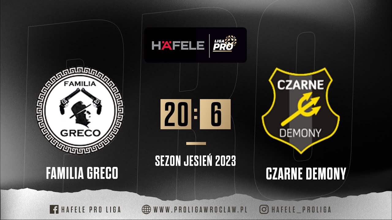 Skr&oacute;t | Familia Greco - Czarne Demony 20:6, Sezon Jesień 2023, H&auml;fele PRO Liga 30.10.2023
