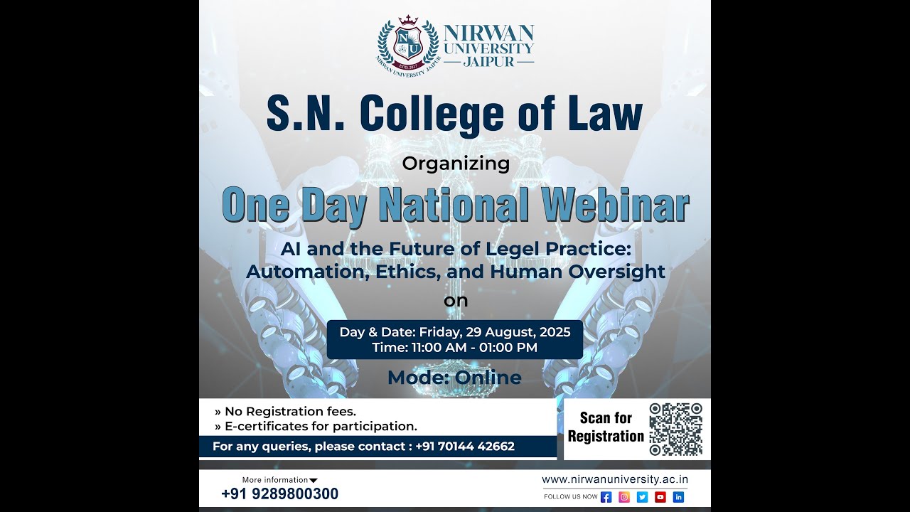 Webinar on AI and the Future of Legal Practice: Automation, Ethics, and Human Oversight