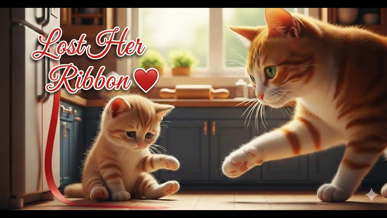 Baby Cat Lost Her Ribbon 😿 | Mama Cat’s Love Teaches a Sweet Lesson ❤️🎀|Mini Meow Magic