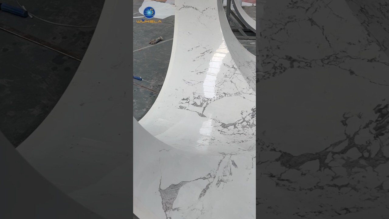 The finished product of ultra-thin stone installation is out!!! #ultrathin #marble #customized