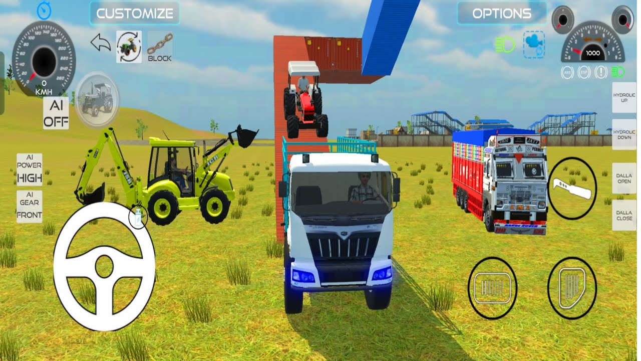 🛑 Drive JCB and tractor 🤯 Unloading Stone from truck dumpher 🚒 