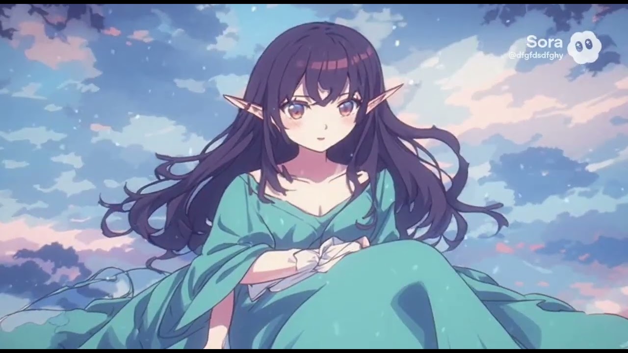 Elf girl watching anime 