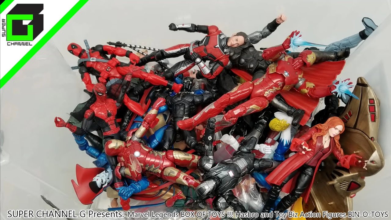 DREAM BOX OF TOYS - Marvel Legends !!! Hasbro, Toy Biz action figures, storage bin full BIN-O-TOYS