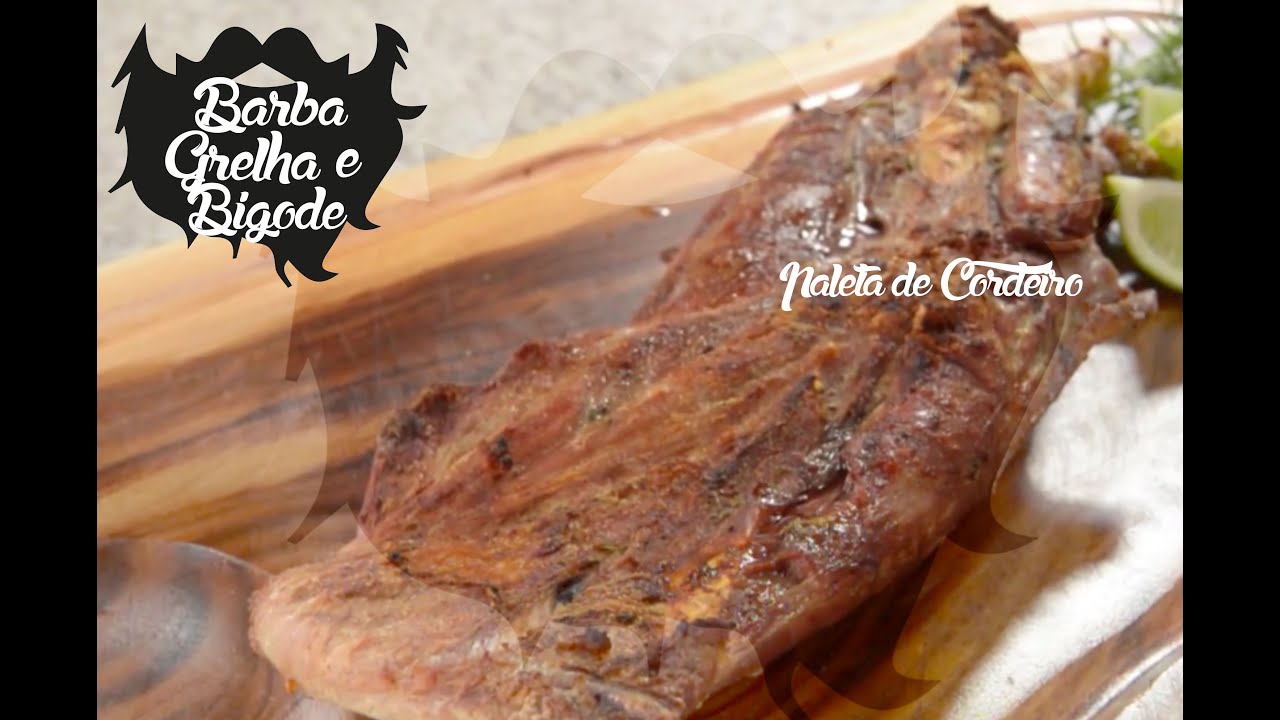 Barba, grelha e bigode - Paleta de cordeiro marinada na churrasqueira