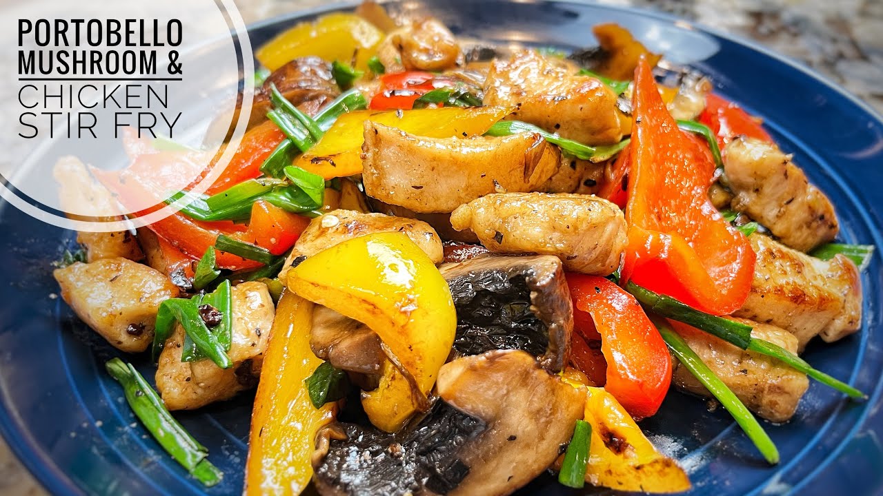 Жареные куриные грибы портобелло