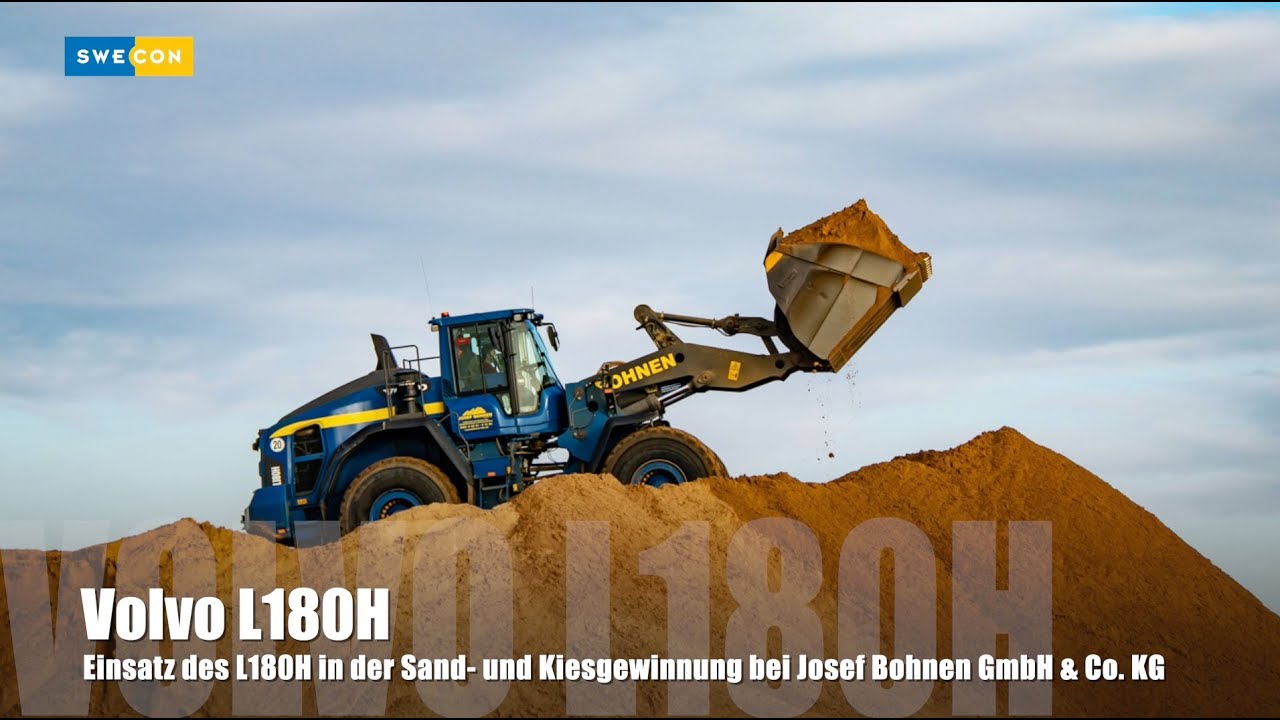 Volvo Radlader L180H. Einsatz in der Sand- und Kiesgewinnung bei Josef Bohnen GmbH & Co. KG