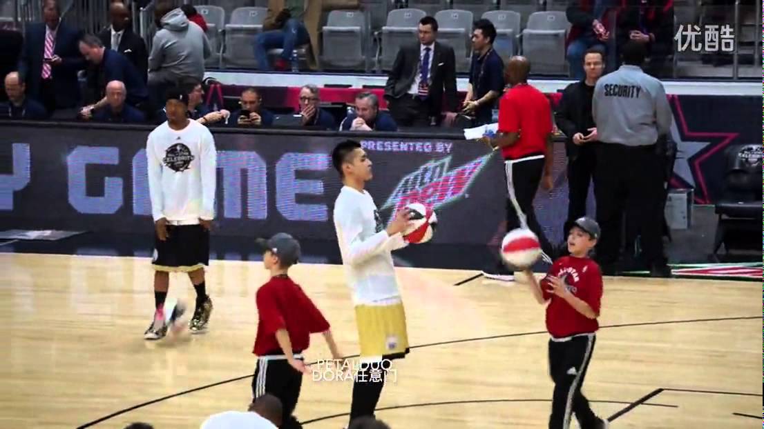 160212 Kris Wu - NBA All Star Celebrity Game before starting the game & 6 points shot