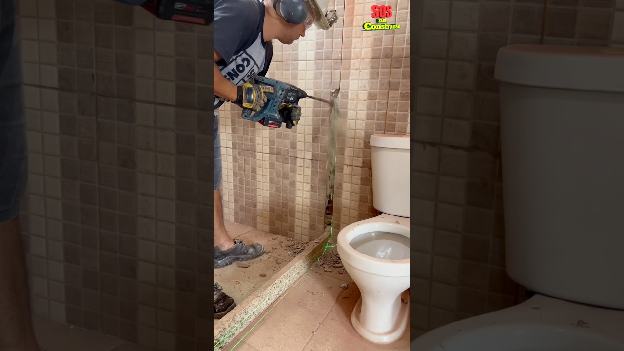 ADEUS BOX DE VIDRO 😲 ideia de g&ecirc;nio!! Fiz box com tijolo e revestimento
