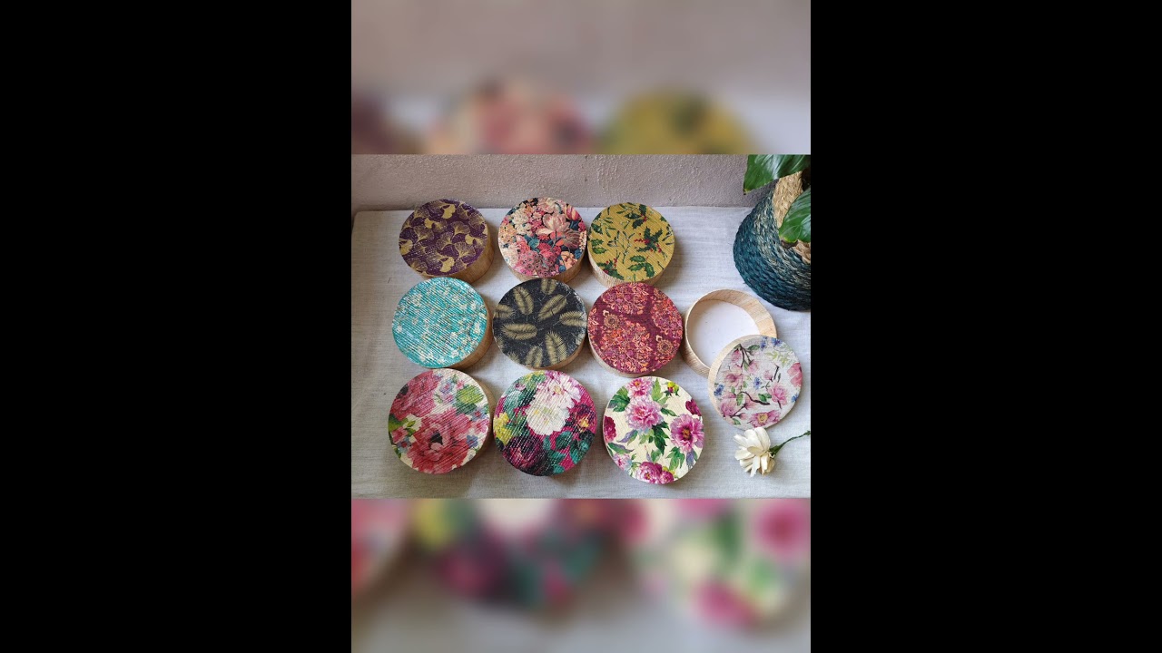 Banana Fibre Boxes With Decoupage Work In Cover Watsapp us at 9843544833