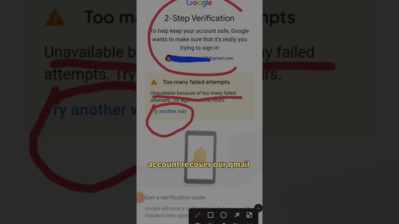 unbelievable because of too many failed attempts # अपनी @ gmail id recover करें सिर्फ 10 minute me 🤔