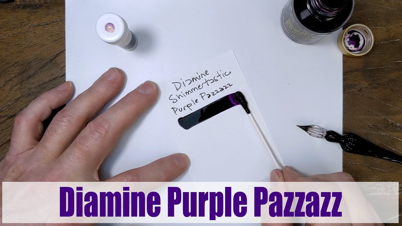 Diamine Shimmertastic Purple Pazzazz writing sample