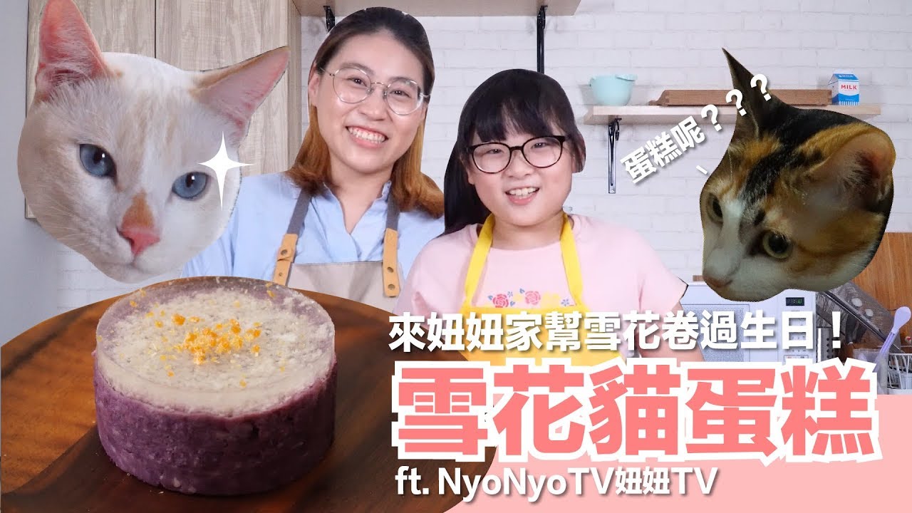跟妞妞一起做貓咪生日蛋糕！雪花貓蛋糕【貓副食食譜】好味貓廚房EP108