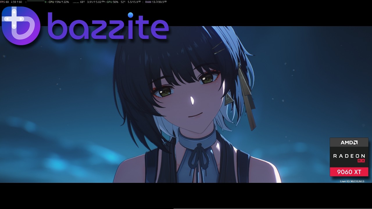 Linux Bazzite - Wuthering waves, RX 9060 XT 16gb. with Ray traycing ON - FSR ON - FG ON