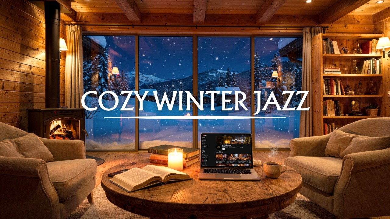 Cozy Winter Jazz Café ☕ Soft Piano & Fireplace Ambience for Deep Focus, Study & Work