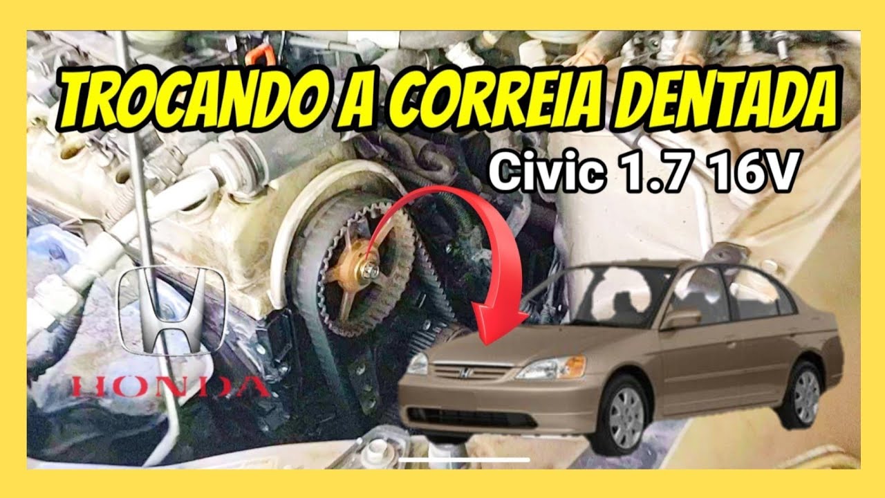 Como trocar a correia dentada e tensor do Honda Civic 1.7 16V | Completo FULLHD