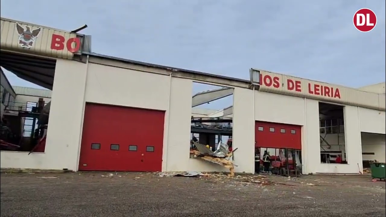 Quartel dos Bombeiros Voluntários de Leiria destruído pela tempestade