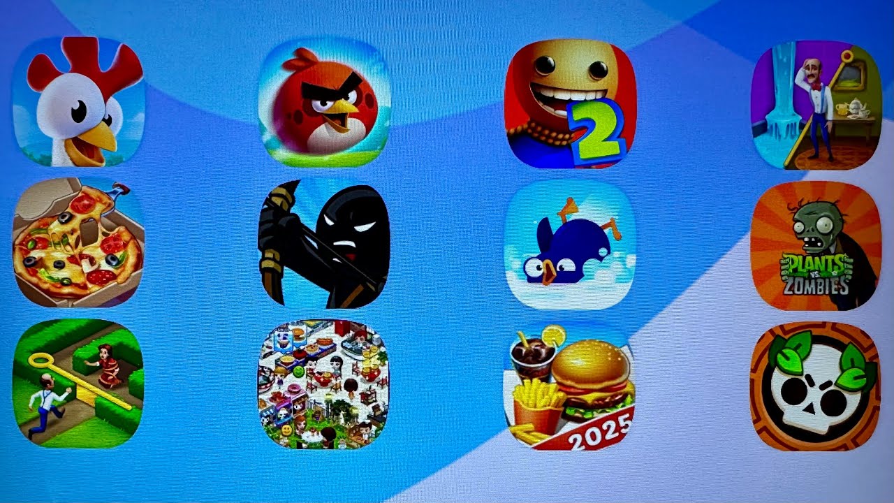KickTheBuddy,Plants vs. Zombies,Tasty Diary,Gardenscapes,Hay Day,Cooking City,Homescapes
