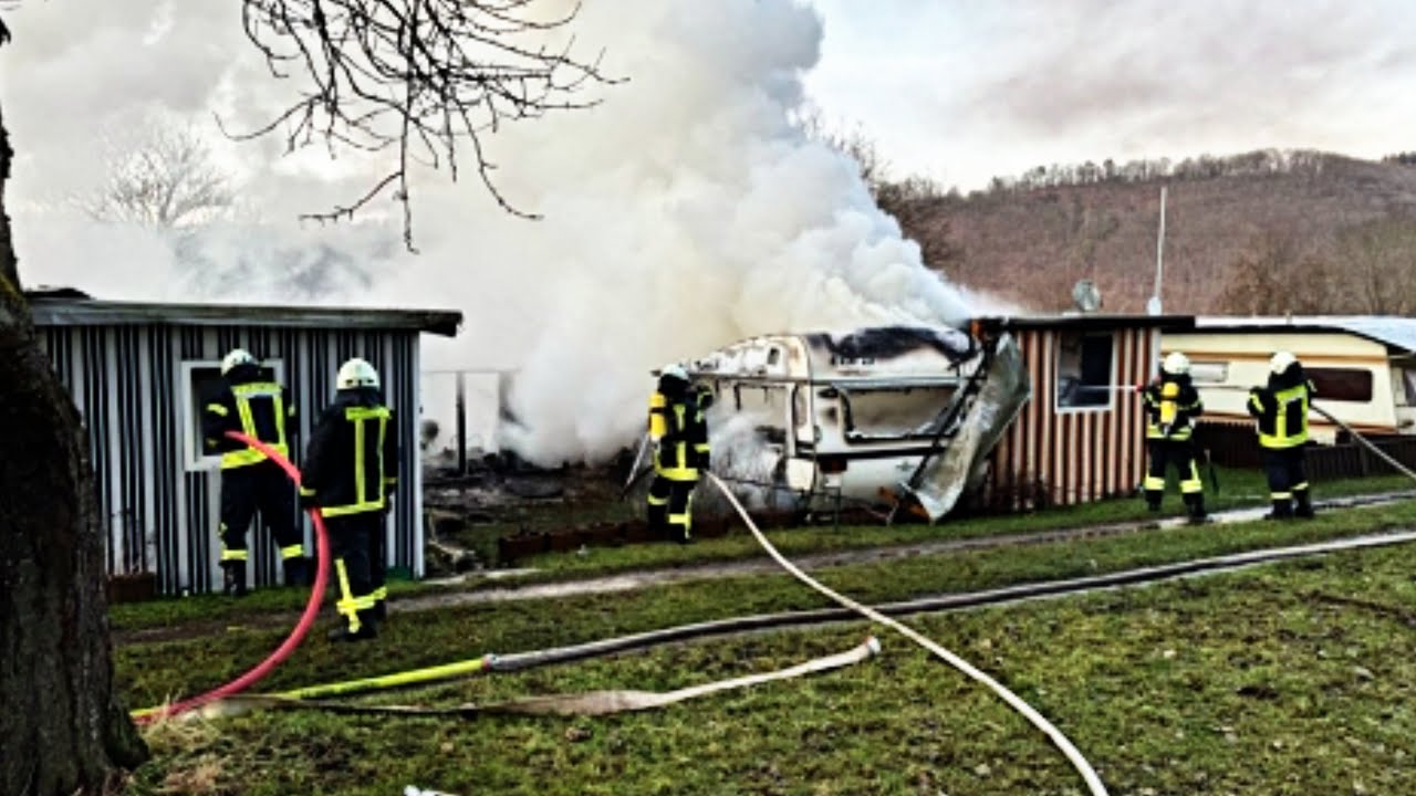 Edersee : Auf dem Campingplatz in Asel - Süd sind  3 Wohnwagen abgebrannt Februar 2025