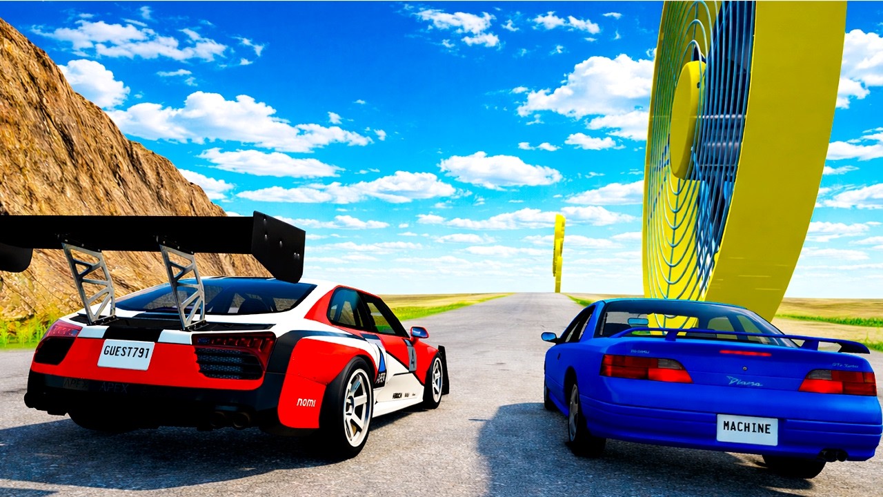 DESCENDO A LADEIRA DE VENTILADORES EM ALTA VELOCIDADE! BeamNG.drive MULTIPLAYER