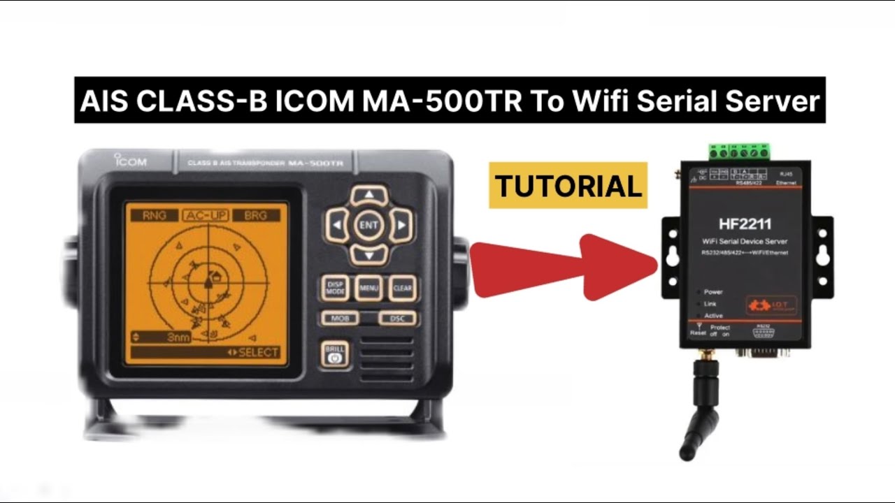 CARA MENGHUBUNGKAN AIS ICOM MA-500TR KE HF2211 wifi serial server hp android iphone laptop isailor