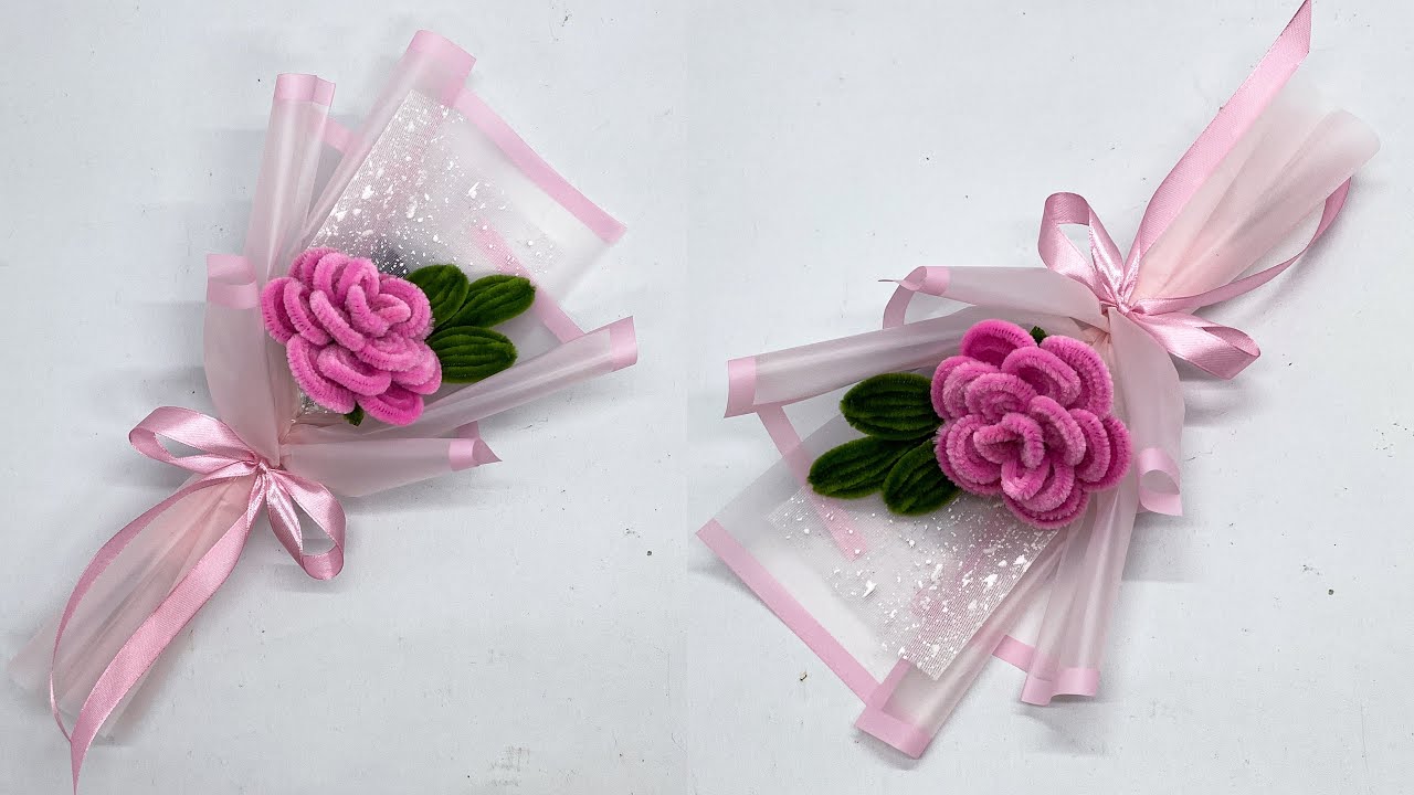 DIY | Cara Membuat Buket Bunga Mawar Single Mini Dari Kawat Bulu Yang Mudah