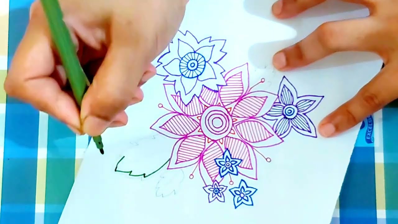 zentangle flower pattern for beginners