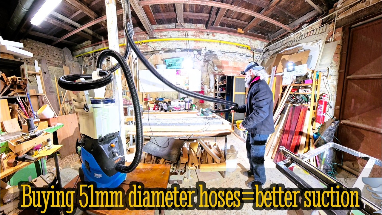 I improved the suction power by purchasing 51mm diameter hoses for my industrial vacuum cleaner🌪️
