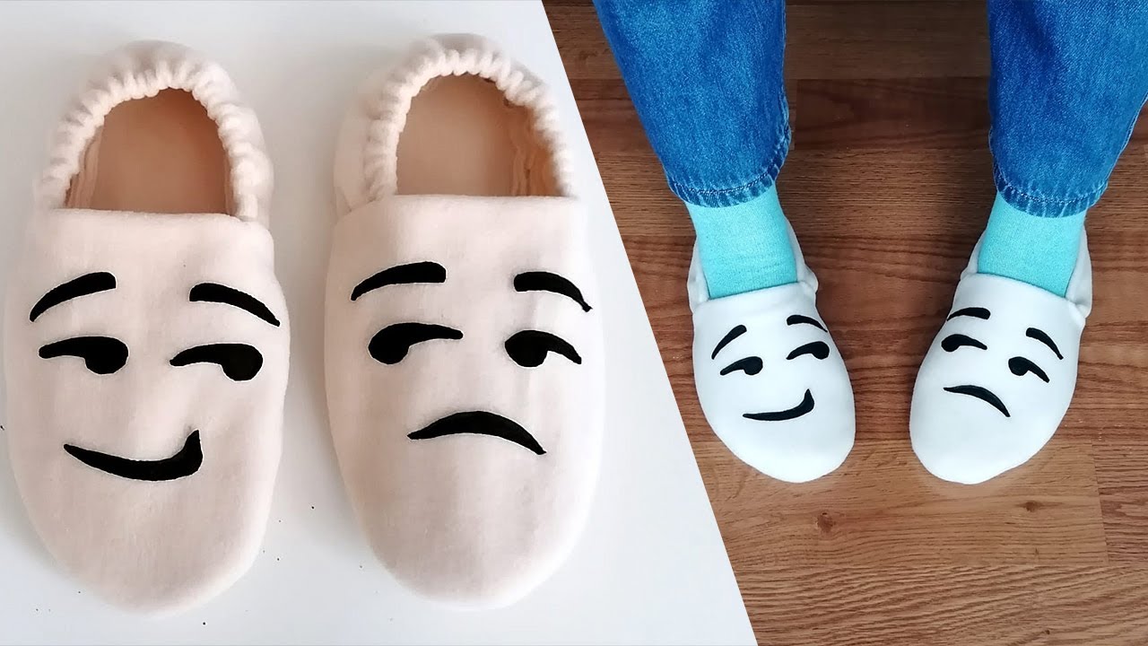 Bu sevimli emoji patikleri herkes diker 😏😒 Pratik kesim kışlık polar patik dikimi nasıl yapılır 🧦🤩