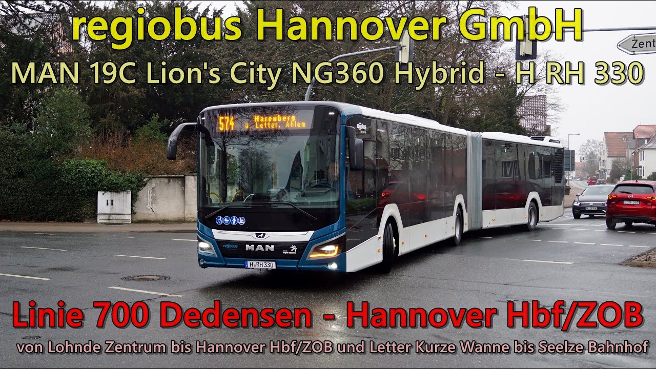 [Sound] Bus MAN 19C Lion's City NG360 Hybrid von regiobus Hannover GmbH - H RH 330 (Voith)