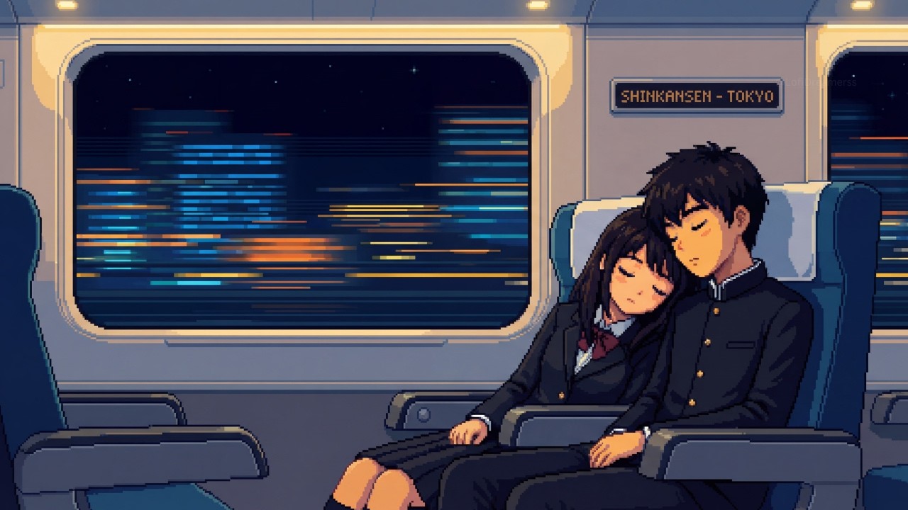 sleeping on a shinkansen bound for tokyo ⛩️  | pixel art ambient lofi | 8 hours