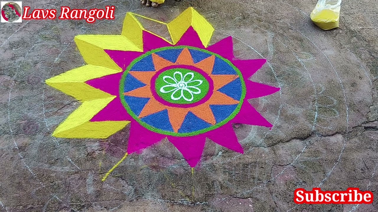 Day 2/Margazhi rangoli || Freehand Rangoli || Margazhi colour Kolam || Muggulu design @lavsrangoli