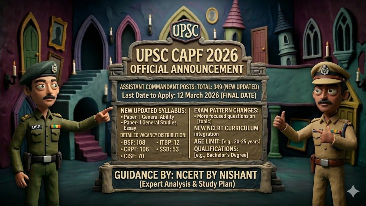 UPSC CAPF ASSISTANT COMMANDANT VACANCY LAST DATE 12 MARCH /TOTAL POST : 349#upsccapf #ugcbill2026