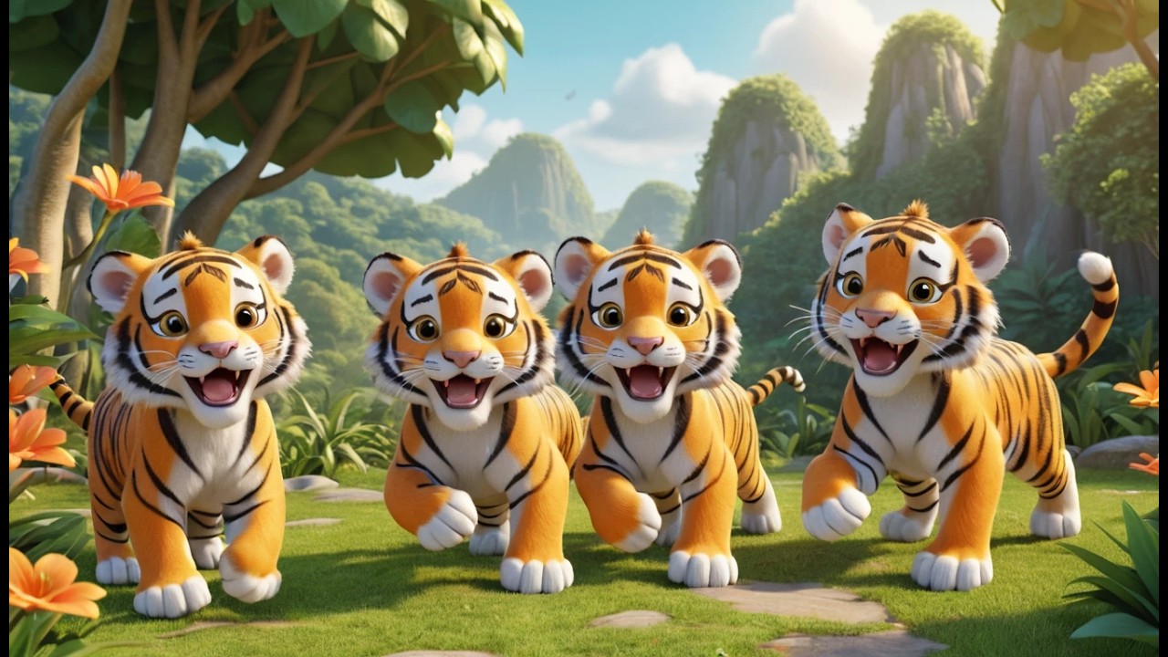 F&uuml;nf Tigerbabys knurren, knurren, knurren | Wilde Tierlieder & Kinderlieder zum Mitsingen