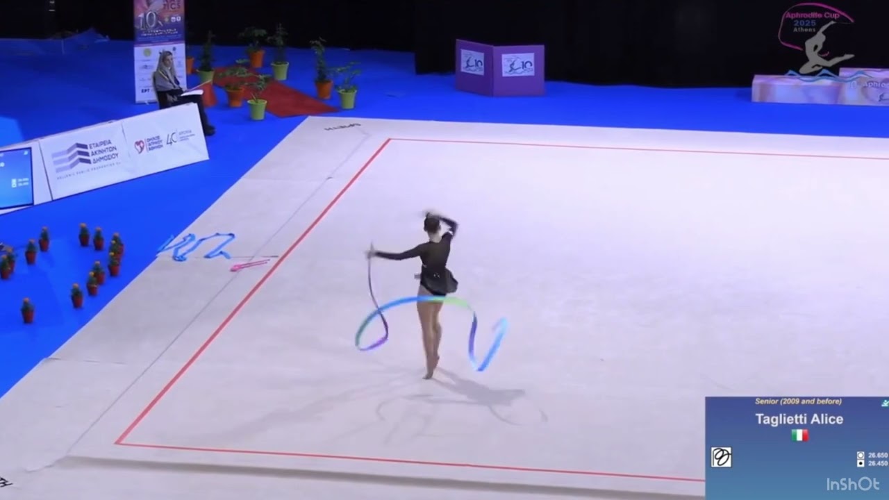 Alice Taglietti ITA Clubs/Ribbon AA APHRODITE CUP 25 score Clubs 27.000 Ribbon 24.250