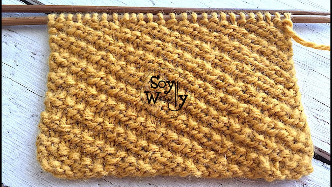 Cómo tejer el Punto Diagonal en dos agujas (súper fácil ideal para principiantes) - Soy Woolly