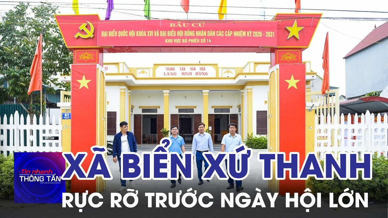 Xã biển đông dân nhất tỉnh Thanh Hóa rực rỡ cờ hoa trước ngày hội lớn | Tin nhanh Thông tấn