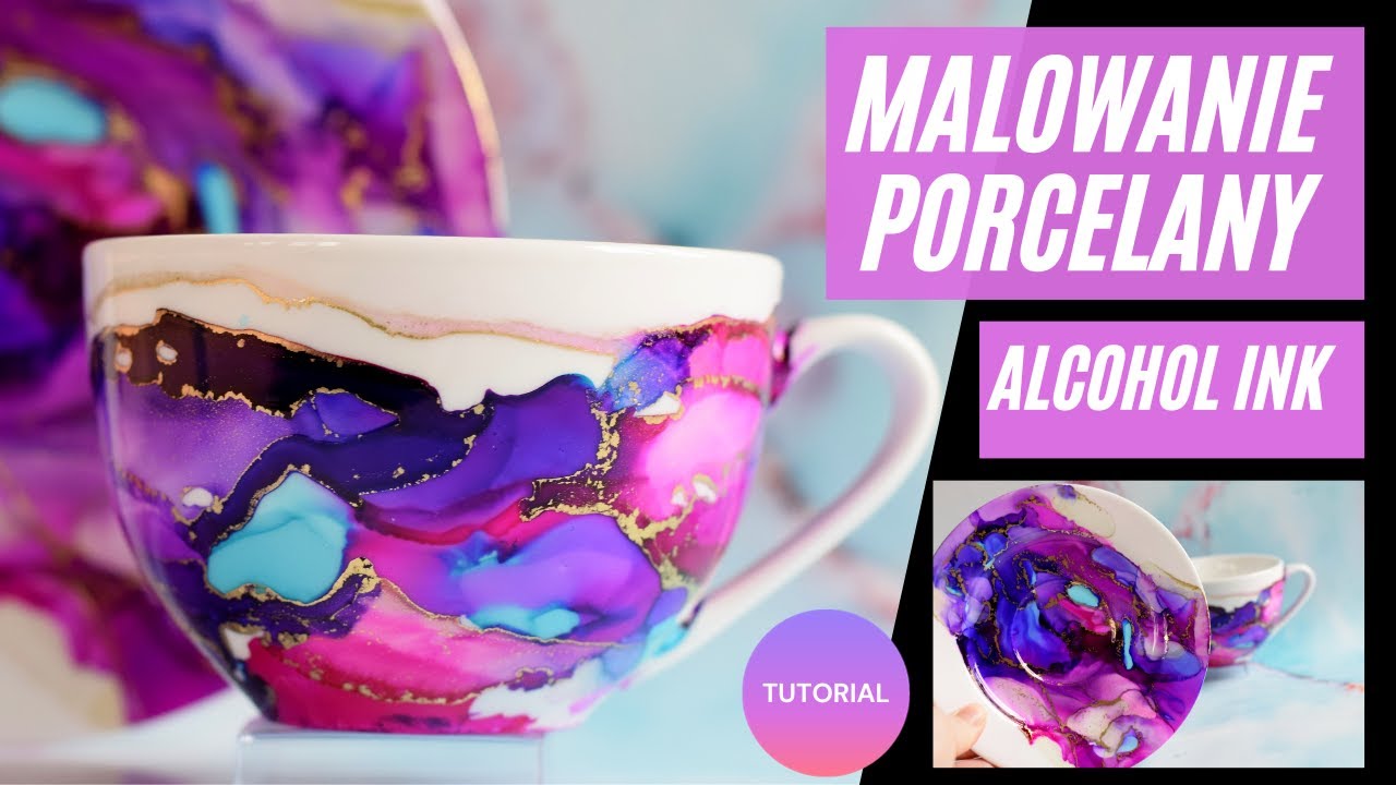 Jak malować Porcelanę  z użyciem Tuszu Alkoholowego? Filiżanka ze spodkiem, część 01