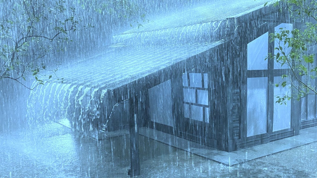 Dispel Worries to Deep Sleep with Sweeping Rain, Dense Wind & Thunder on Fragile Tin Roof at Night