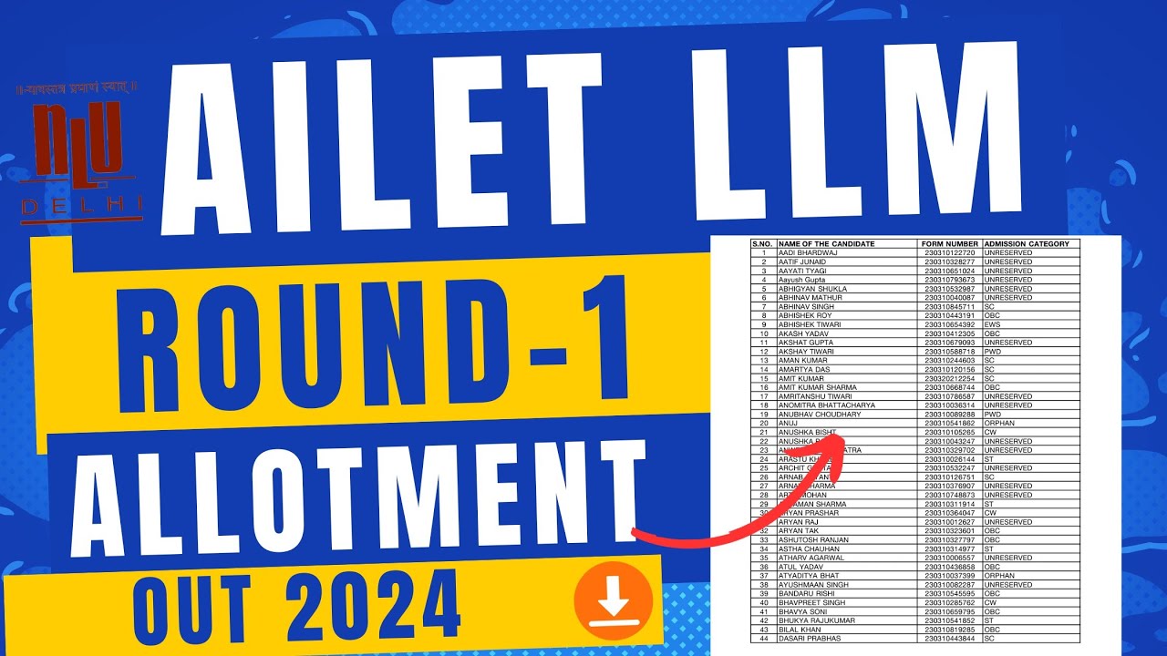 ailet llm round 1 allotment | ailet llm merit list 2024 | mahir academy