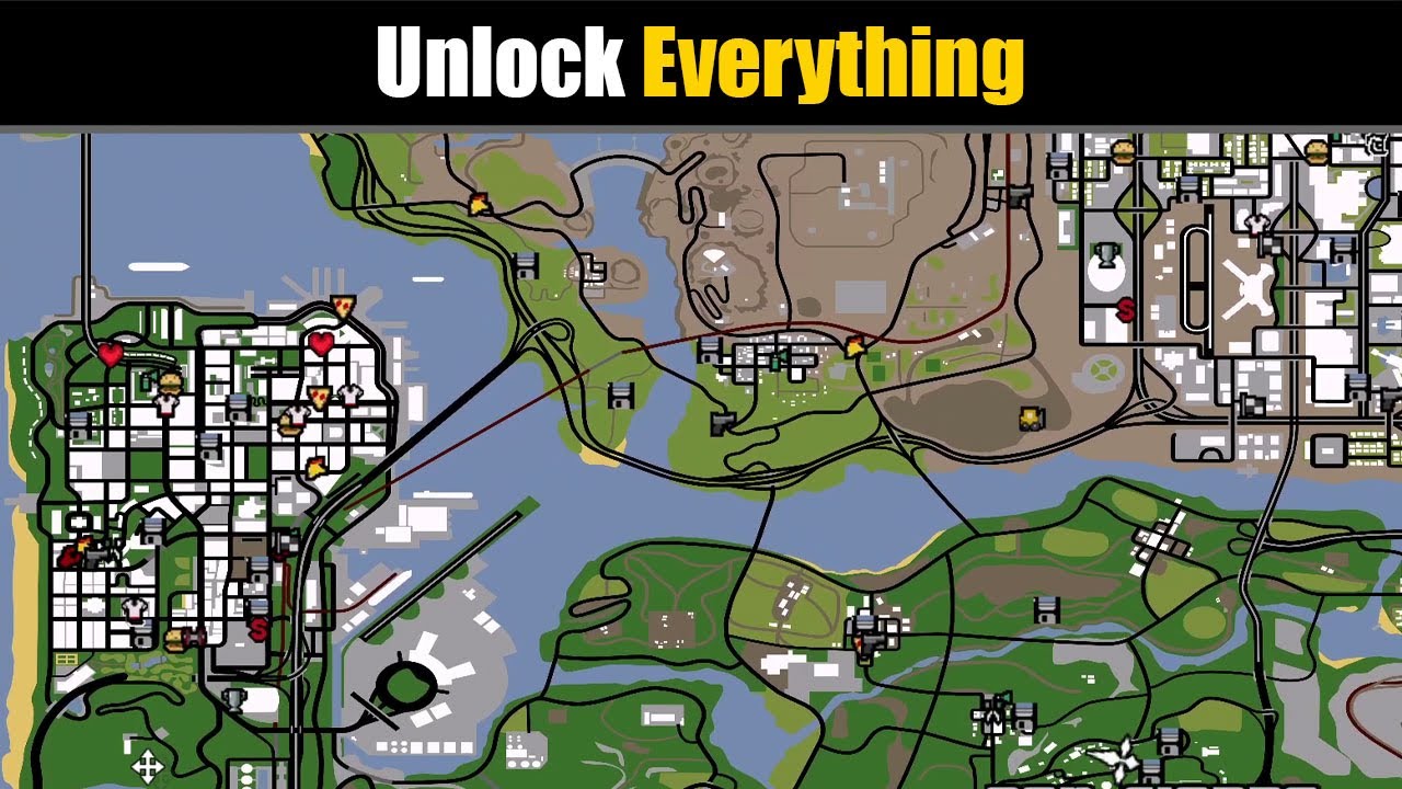 How to Unlock Everything in GTA San Andreas - (GTA SA Full Map Unlocked)