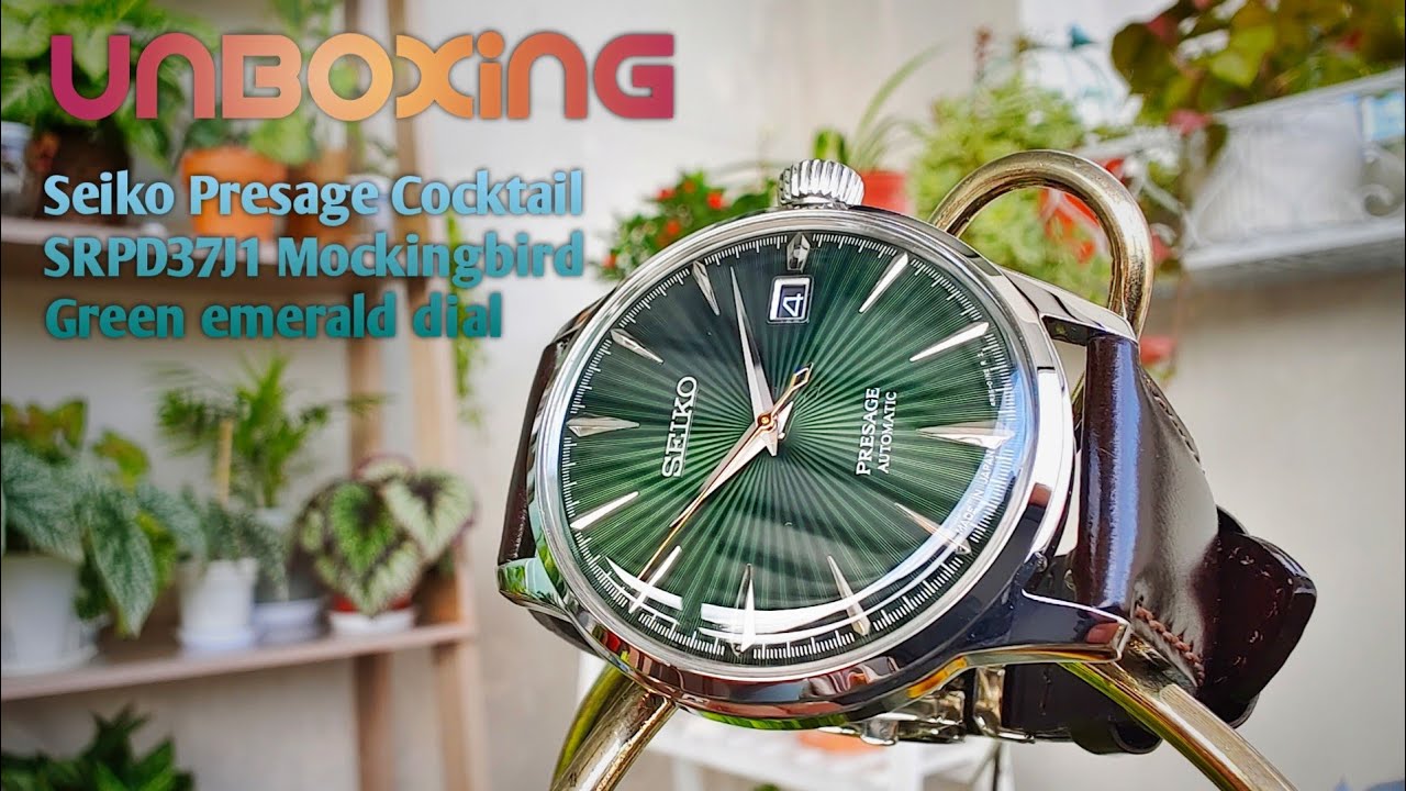 Unboxing Seiko Presage Cocktail SRPD37J1 Mockingbird emerald green